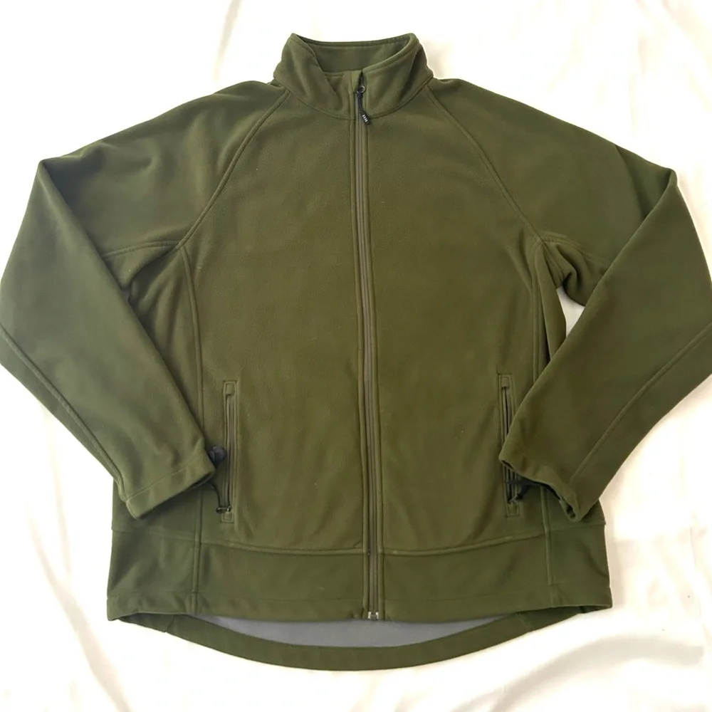 Lands End Men’s Full Zip Green Fleece Jacket. Size L 42/44. Very nice. Read.